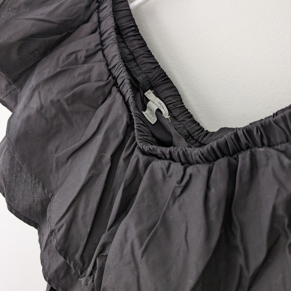 Black Ruffled One-Shoulder Top - Picture 2 of 2